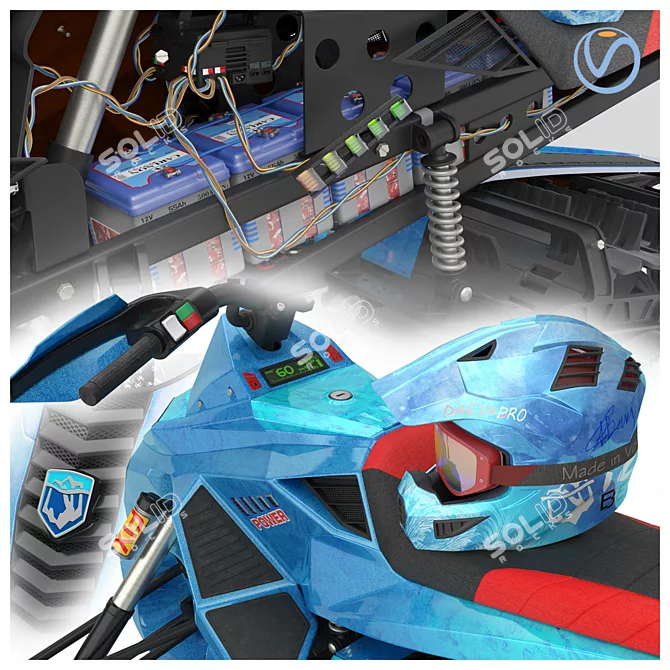 Title: Handcrafted Custom Snowmobile 3D model image 2