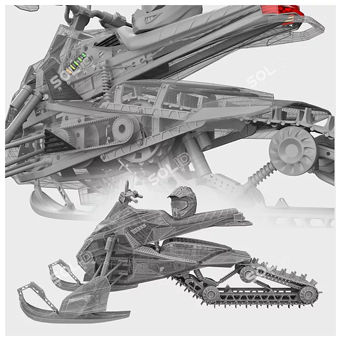 Title: Handcrafted Custom Snowmobile 3D model image 3