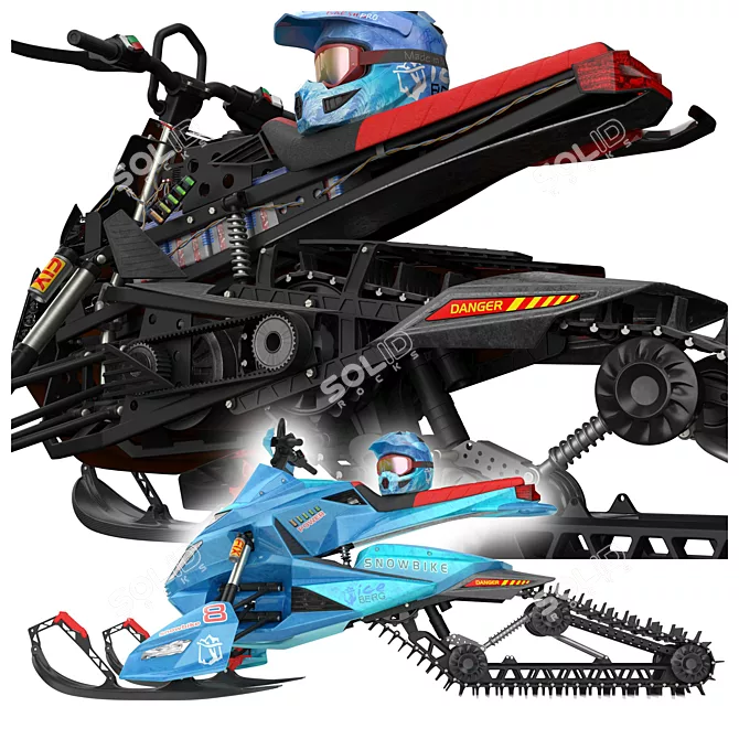 Title: Handcrafted Custom Snowmobile 3D model image 5