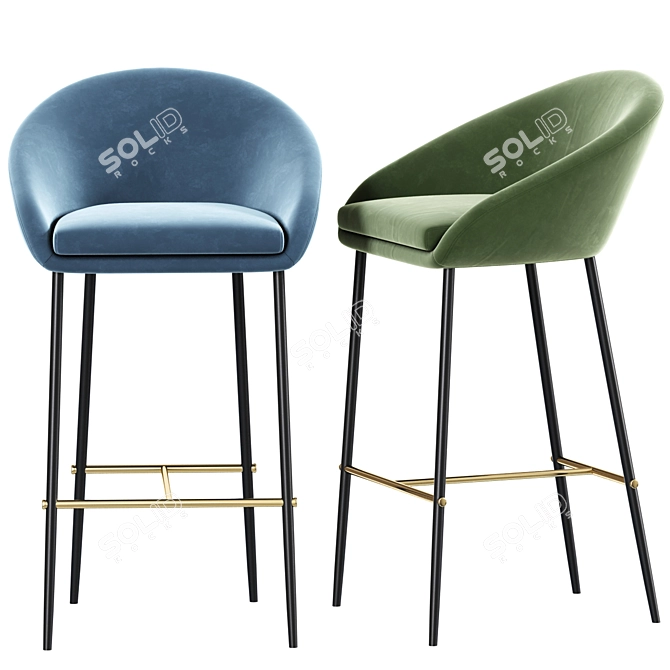 Stylish Dining Chair & Bar Stool 3D model image 2
