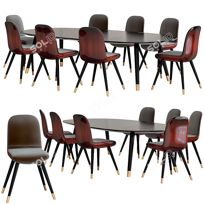 Elegant Poliform MAD Dining Set 3D model image 1