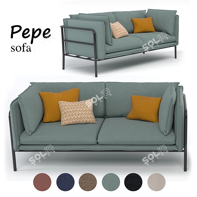 Pepe Contemporary Sofa - Sleek and Stylish Furniture 3D model image 1