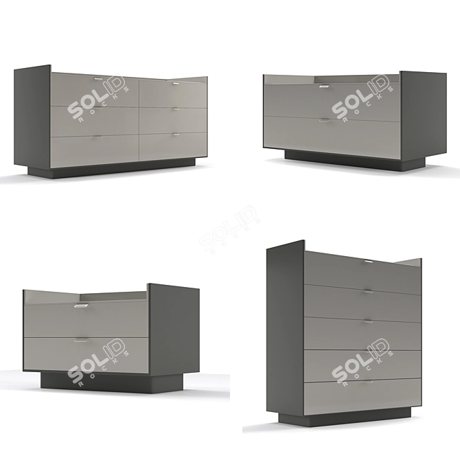 Modern Rustic Wood Sideboard 3D model image 1