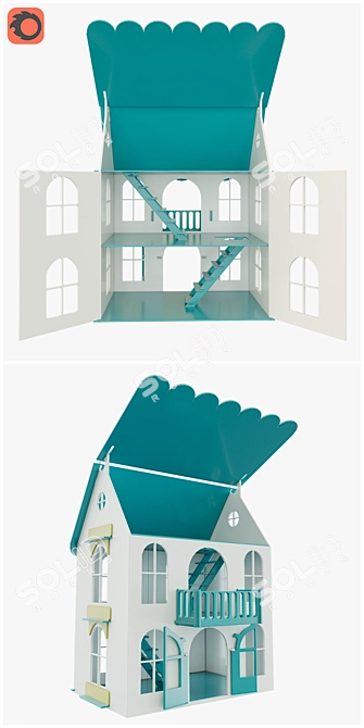 Woodlines Arina Dollhouse: Interactive Design, Turbo Smooth, 60x50x40 cm 3D model image 2