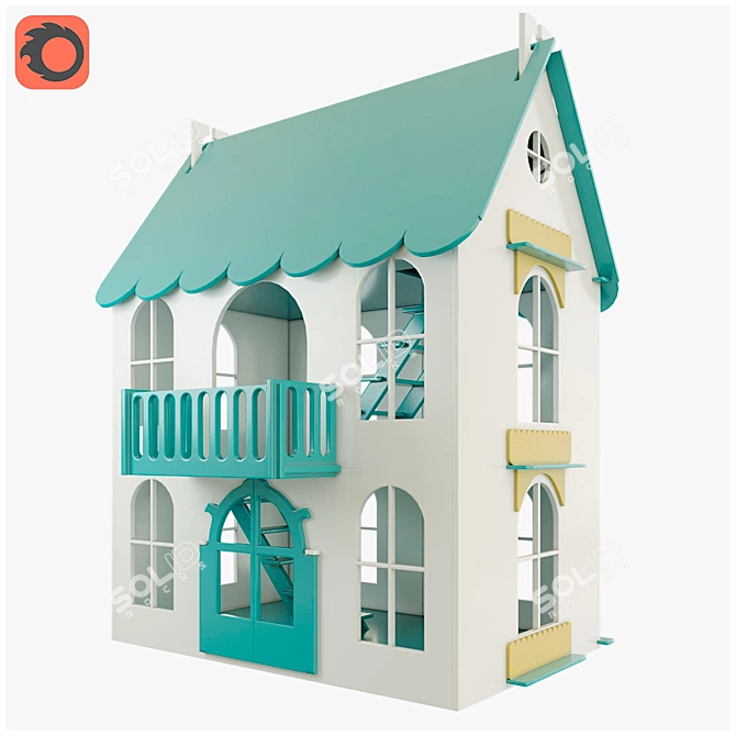 Woodlines Arina Dollhouse: Interactive Design, Turbo Smooth, 60x50x40 cm 3D model image 4