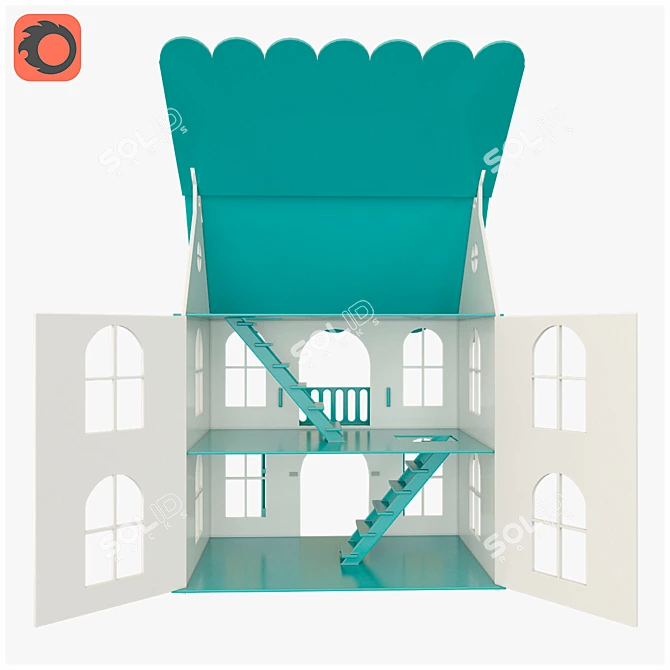 Woodlines Arina Dollhouse: Interactive Design, Turbo Smooth, 60x50x40 cm 3D model image 6