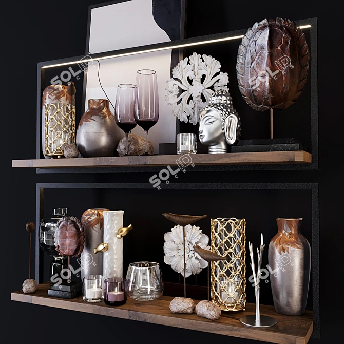 Decorative Shelf Set - HP Decor 3D model image 4