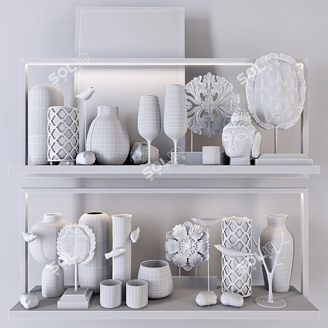 Decorative Shelf Set - HP Decor 3D model image 5