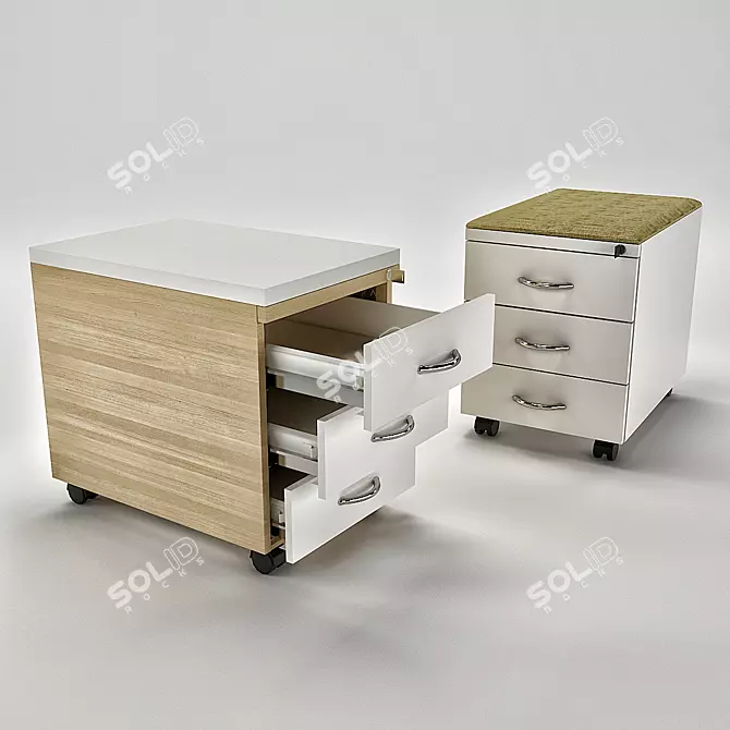 Sleek Office Pedestal - 80/74/54.5 cm 3D model image 1