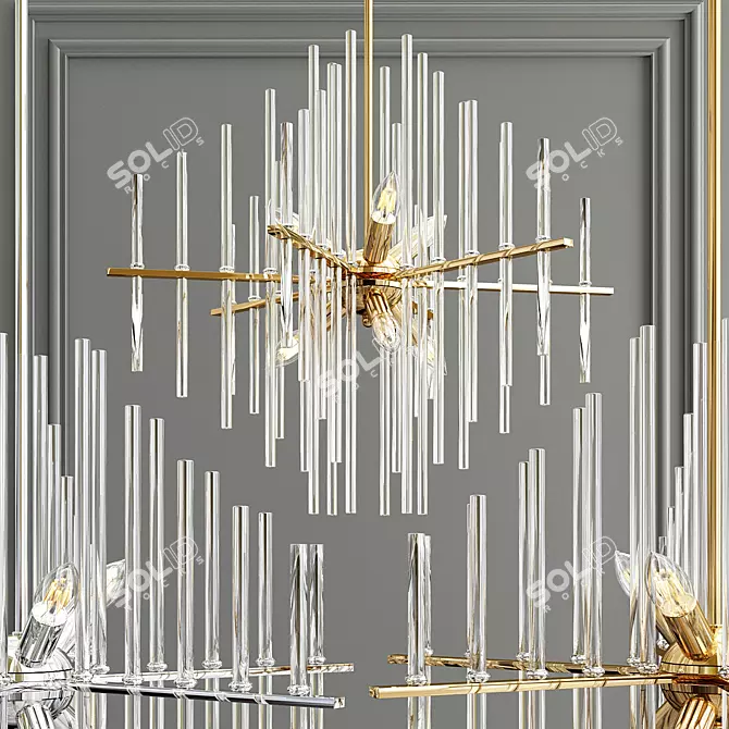 Woodbridge Lighting 20116CBR Spires 6-light Chandelier => Modern Gold Steel Spires Chandelier 3D model image 1