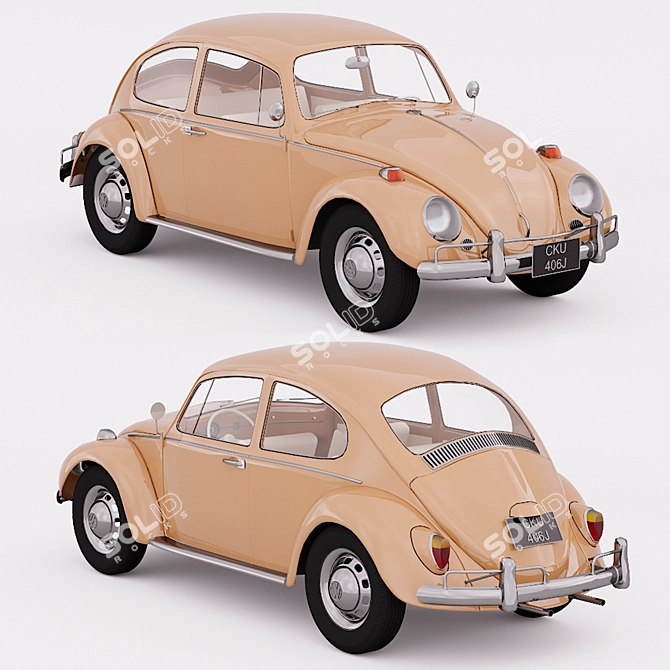 Vintage Volkswagen Beetle 1300 - Classic Car Model 3D model image 1