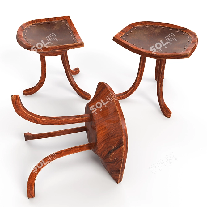 Egyptian Theben Stool: Authentic Design 3D model image 1