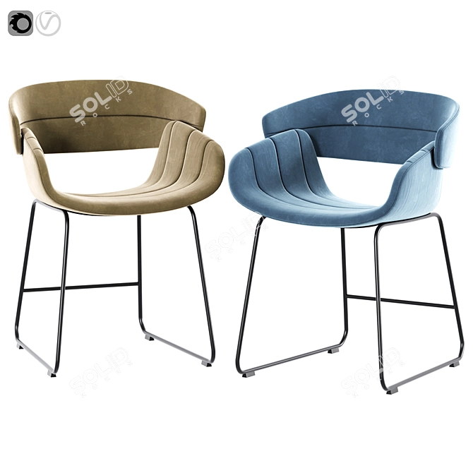 Sleek Racer Barstool 3D model image 3