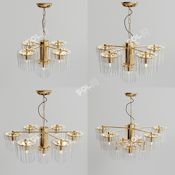 Elegant Gold Meise Pendant Light 3D model image 2