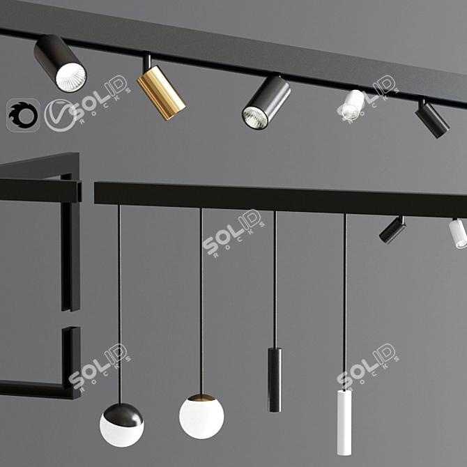 Modular Suspended Track Light-02 3D model image 2