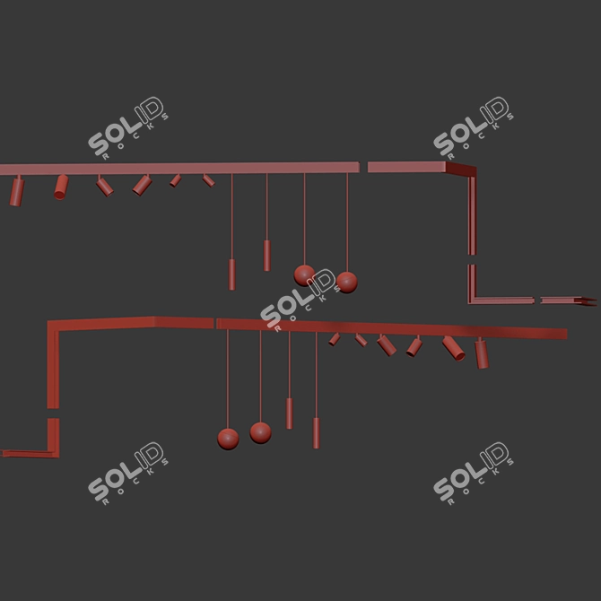 Modular Suspended Track Light-02 3D model image 3