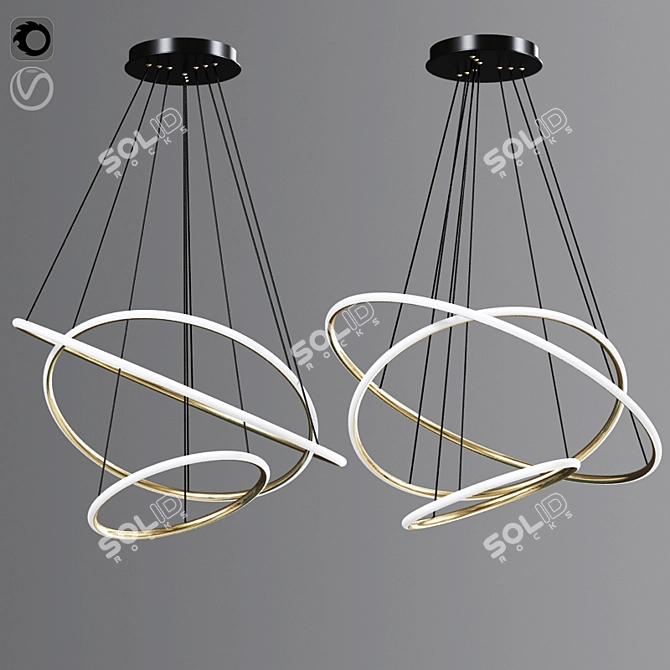 Sleek LED Trio Pendant 3D model image 1