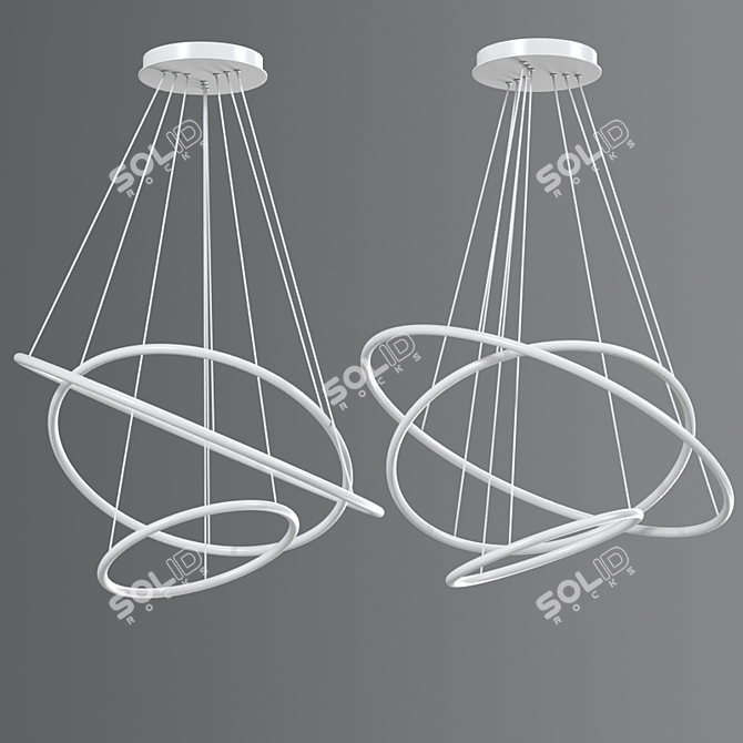 Sleek LED Trio Pendant 3D model image 2