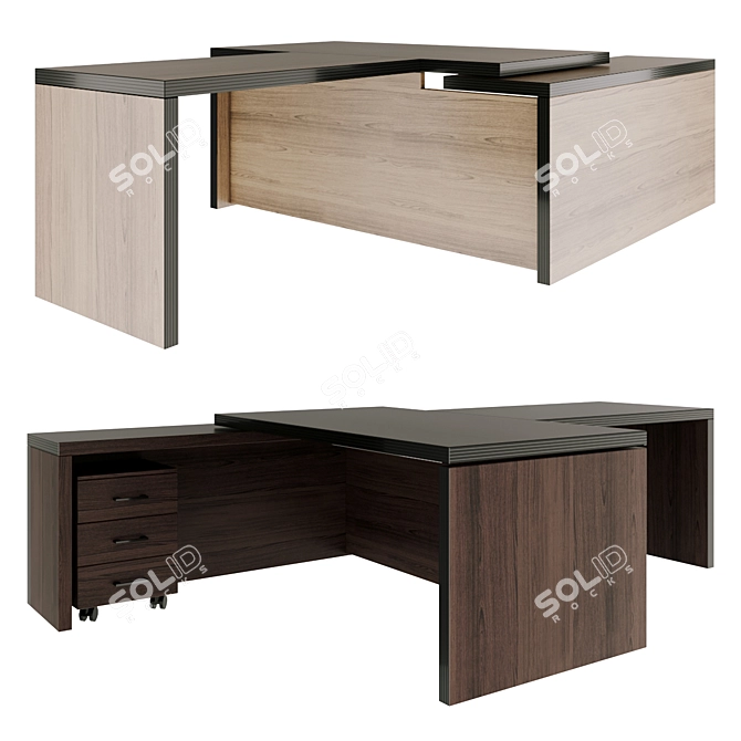 Modern Executive Desk 3D model image 1