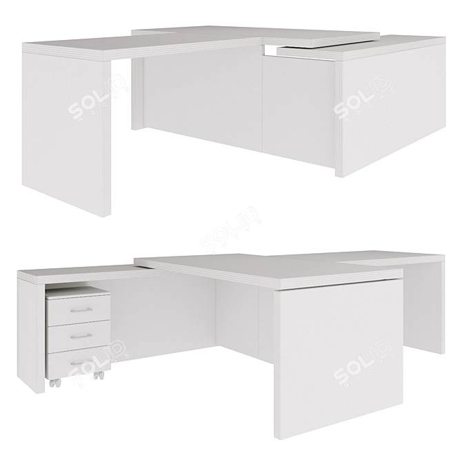 Modern Executive Desk 3D model image 2