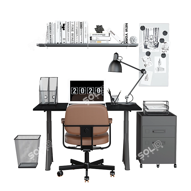 Efficient Home Office Set 3D model image 2