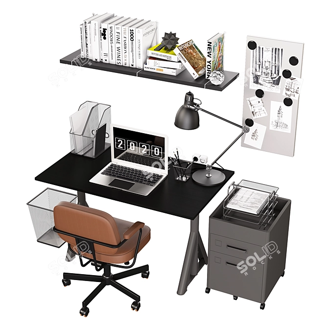 Efficient Home Office Set 3D model image 3