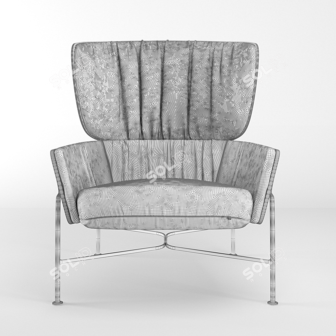 Elegant Caristo High Back Armchair 3D model image 3