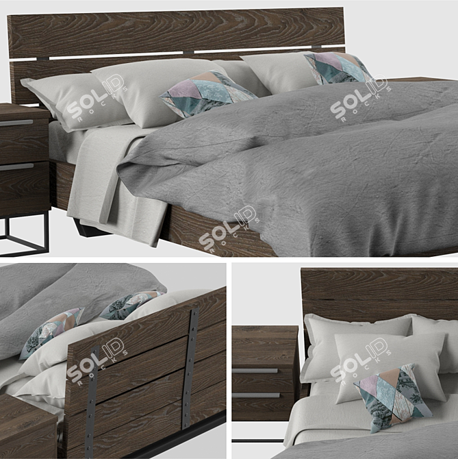 Article Taiga King Bed and Nightstand 3D model image 2