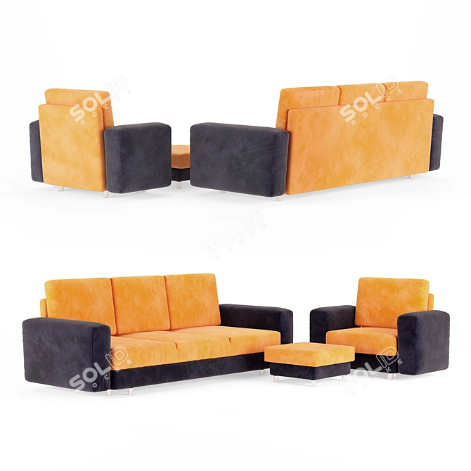 Modern Microfaset GTR Sofa 3D model image 1