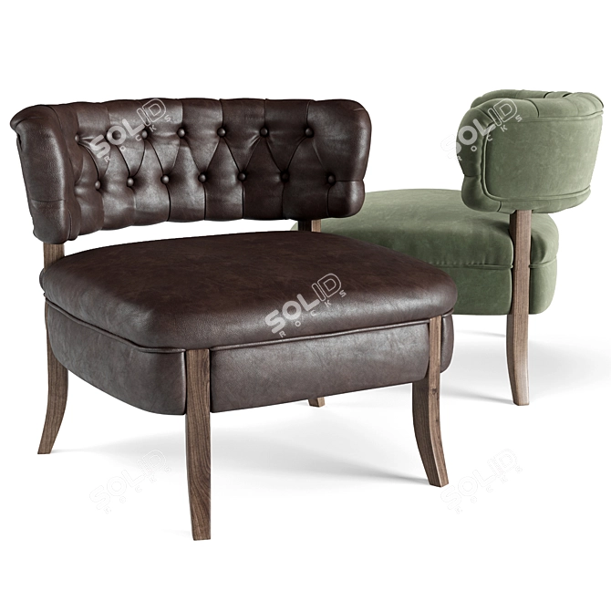 Elegant Velvet Accent Chair 3D model image 1