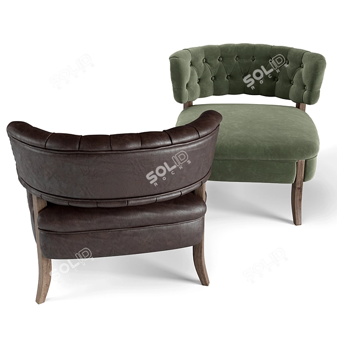 Elegant Velvet Accent Chair 3D model image 2