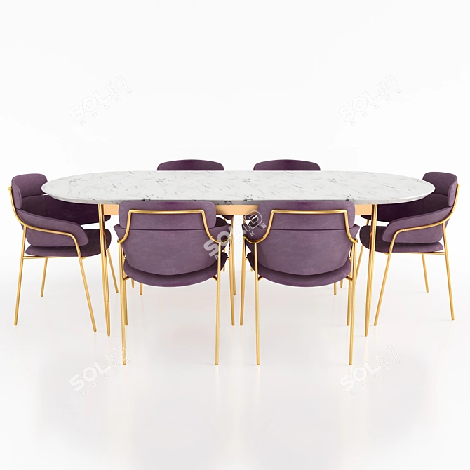 Elegant Strike Armchair & Bethan Gray Dining Table 3D model image 2