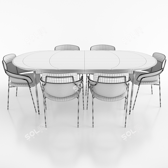 Elegant Strike Armchair & Bethan Gray Dining Table 3D model image 3