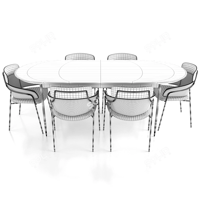 Elegant Strike Armchair & Bethan Gray Dining Table 3D model image 5