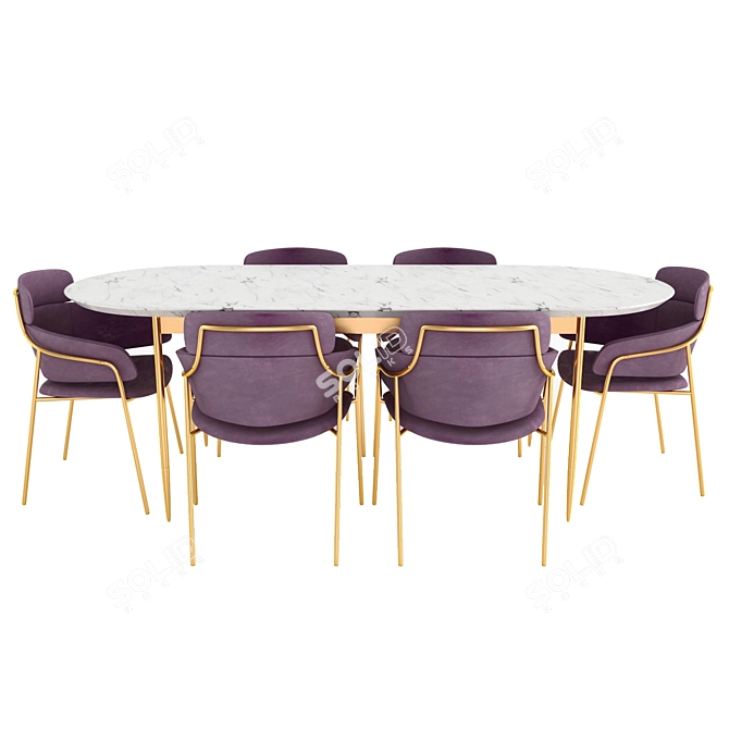Elegant Strike Armchair & Bethan Gray Dining Table 3D model image 6