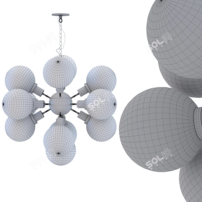 Modern Atomic Pendant Lamp 3D model image 2