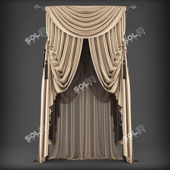 Polys 348253 Verts 353161 Curtain 3D model image 1