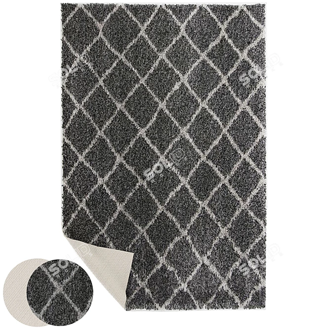 Diamond Charcoal Gray Shag Rug 3D model image 3