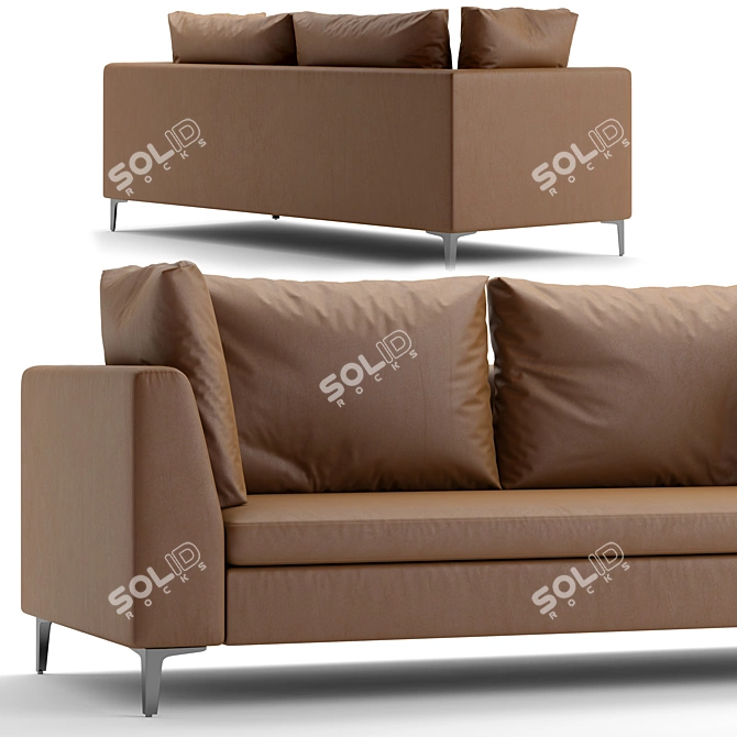 Denelli Charles Leather Sofa: Sleek and Sophisticated 3D model image 2