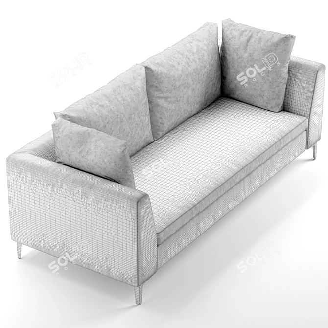 Denelli Charles Leather Sofa: Sleek and Sophisticated 3D model image 3