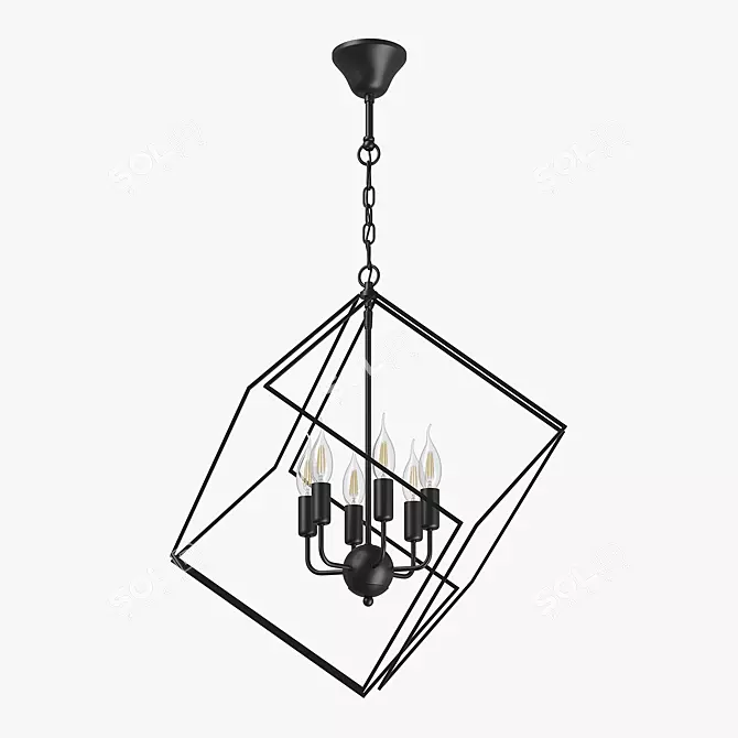 Modern Cage Pendant Light 3D model image 1