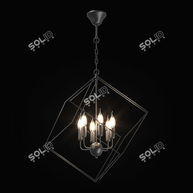 Modern Cage Pendant Light 3D model image 2