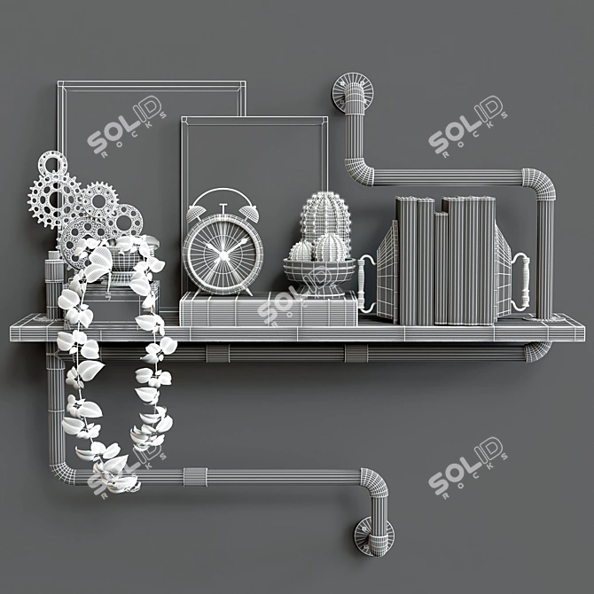 Industrial Pipe Double Shelf by Restoration Hardware 3D model image 3