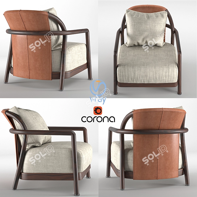 Elegant ALISON Armchair: Perfect Blend of Style and Comfort 3D model image 2