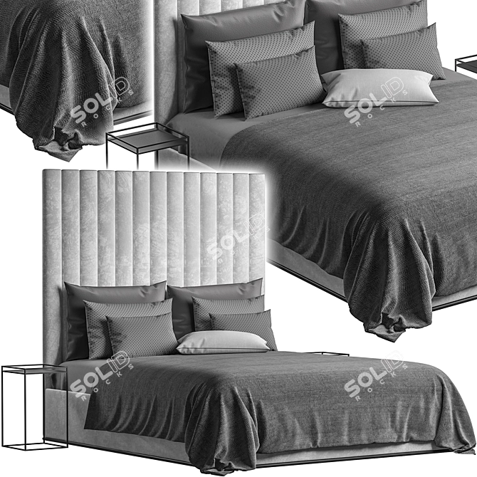 Modern 3D Bed Set - High Quality Design & Modeling 3D model image 1