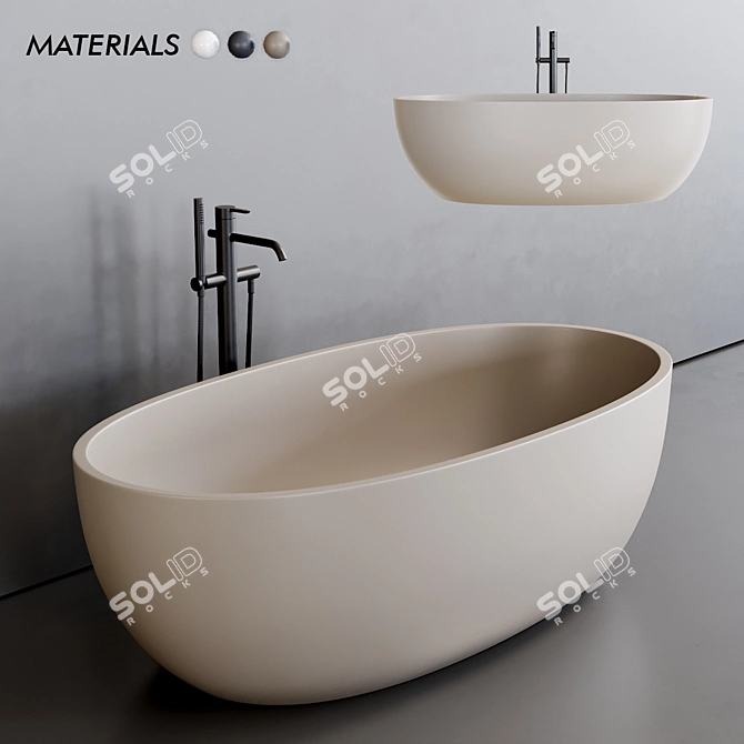 Sleek Bull Solid Surface Bathtub 3D model image 1