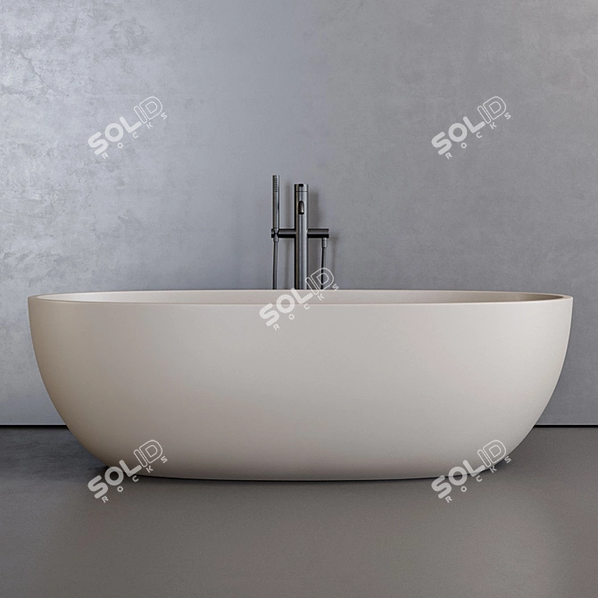 Sleek Bull Solid Surface Bathtub 3D model image 2