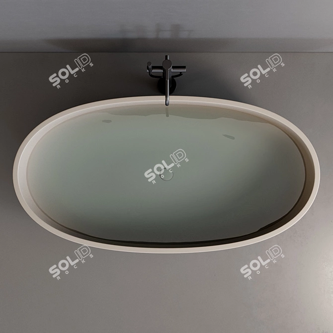 Sleek Bull Solid Surface Bathtub 3D model image 3