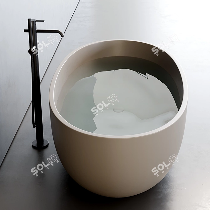 Sleek Bull Solid Surface Bathtub 3D model image 4