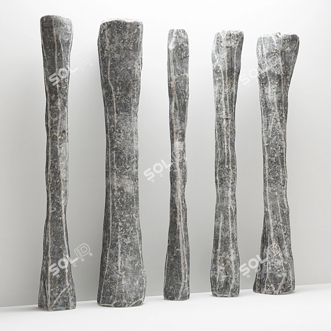 Decorative Rock Stone Column: Elegant and Versatile 3D model image 2